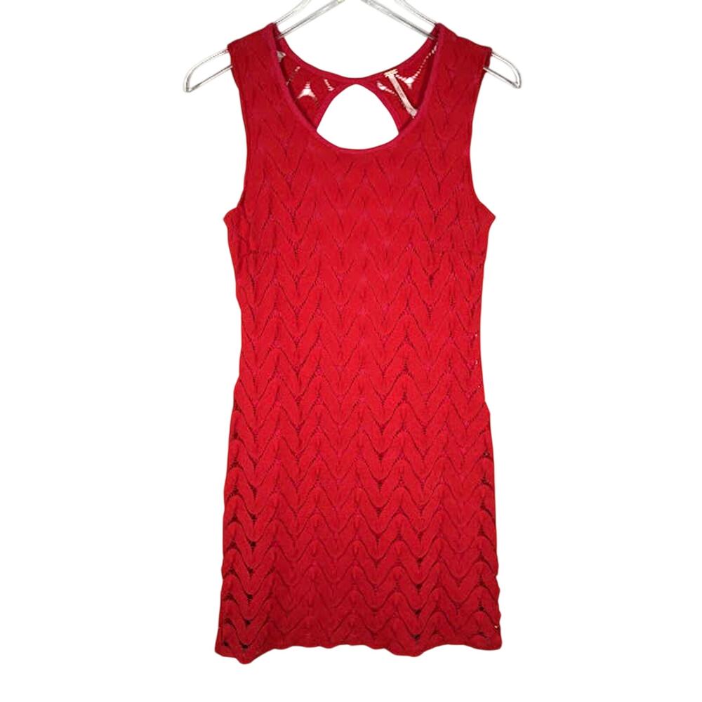 Free People Women's Ruby Red Wild Thing Bodycon Dress S Keyhole Back